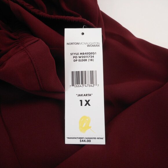 Norton McNaughton Womens plus size 1X Wide Leg Dress Pants Vintage NWT Burgundy - Picture 9 of 9
